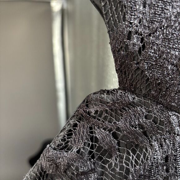 Wednesday Addams Gothic Prom Dress Black Lace 80s Vintage Nuance Ruched Size 11 - Picture 10 of 15